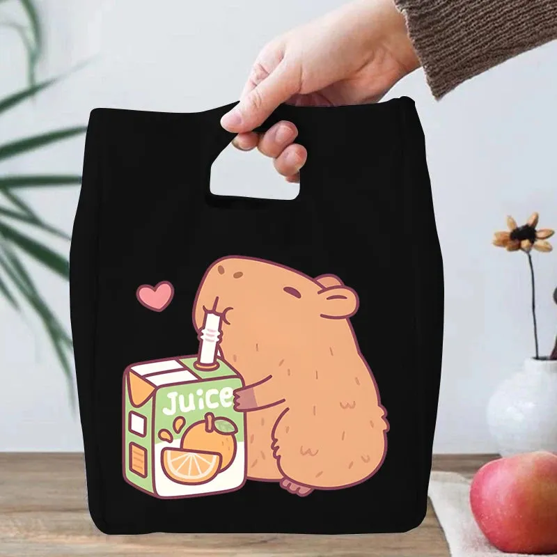 🎒🌟 Adorable Capybara Boba Tea Lunch Bag 🦙✨ Portable & Fun Bento Tote for Kids! 🍱💖
