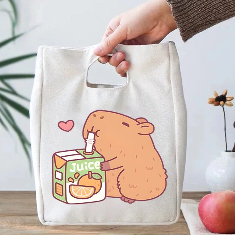 🎒🌟 Adorable Capybara Boba Tea Lunch Bag 🦙✨ Portable & Fun Bento Tote for Kids! 🍱💖
