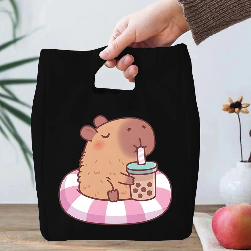 🎒🌟 Adorable Capybara Boba Tea Lunch Bag 🦙✨ Portable & Fun Bento Tote for Kids! 🍱💖