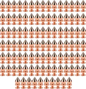 100 Sets Rose Gold Spiked Cone Spike Studs, Hardness Screw Back Rivets, DIY Clothing Bags Shoes Accessory Kit, Clear Smoothing Thread, Metal Electroplating, Fine Workmanship (8 * 13.5mm)