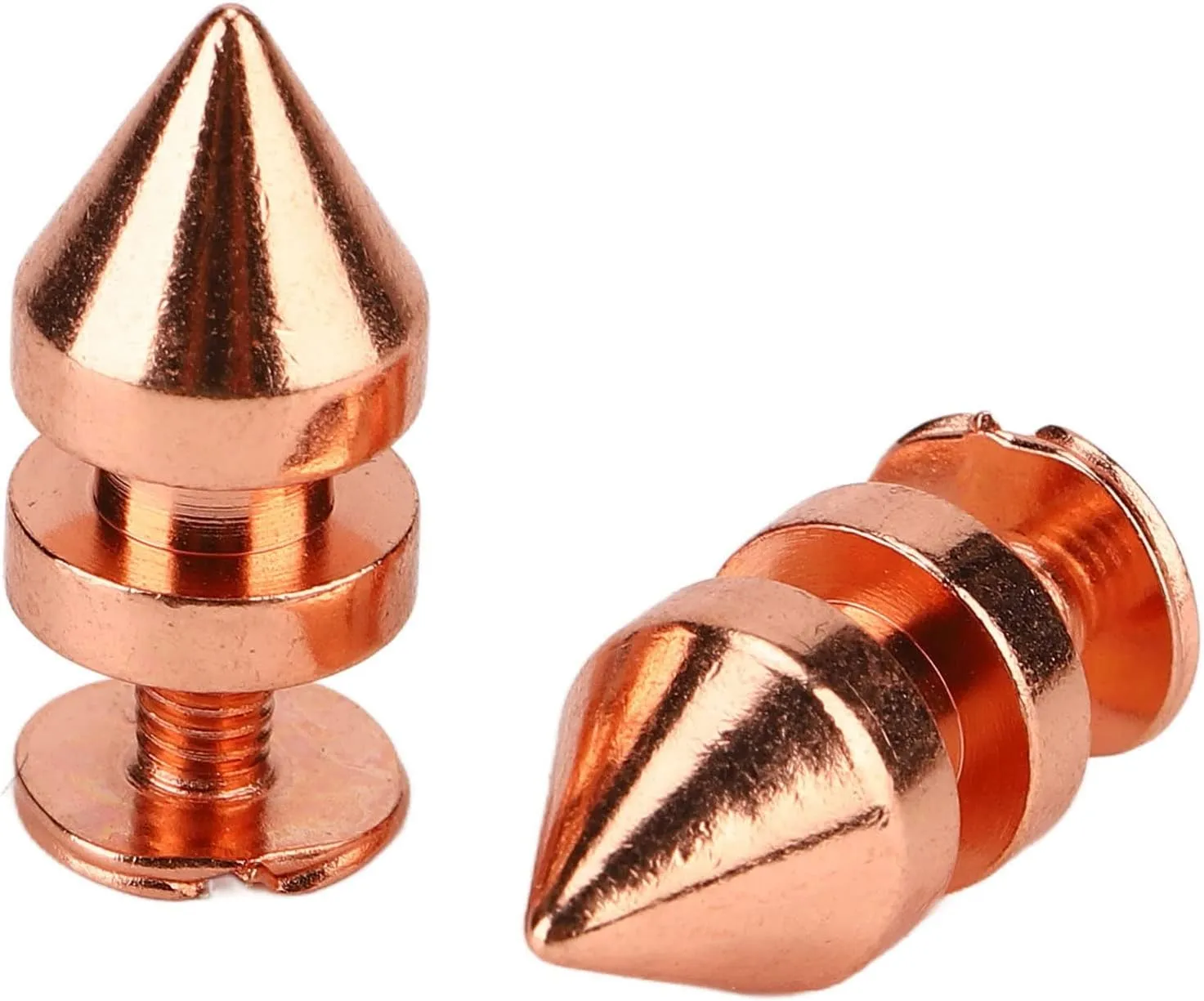 100 Sets Rose Gold Spiked Cone Spike Studs, Hardness Screw Back Rivets, DIY Clothing Bags Shoes Accessory Kit, Clear Smoothing Thread, Metal Electroplating, Fine Workmanship (8 * 13.5mm)