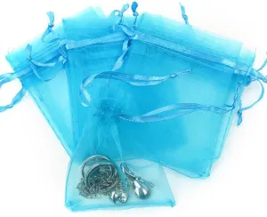 100/200PCS Organza Gift Candy Sheer Bags Mesh Jewelry Pouches Drawstring Bulk for Wedding Party Favors Festival Christmas Valentine's Day (3" X 4"(200PCS), Teal Blue)