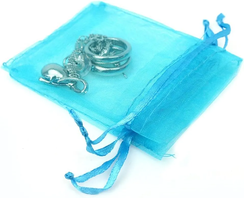 100/200PCS Organza Gift Candy Sheer Bags Mesh Jewelry Pouches Drawstring Bulk for Wedding Party Favors Festival Christmas Valentine's Day (3" X 4"(200PCS), Teal Blue)