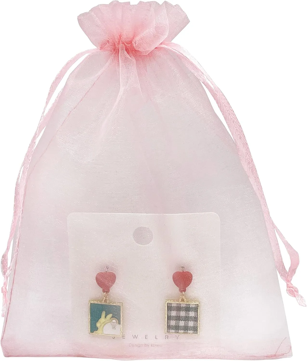 100PCS Blush Pink Organza Bags - 5''X7'' Sheer Mesh Drawstring Gift Bags for Wedding, Baby Shower, Party Favors