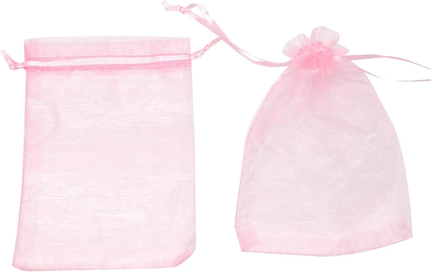 100Pcs Organza Bags 5x7 Inch, Pink Sheer Baby Shower Party Favor Bags with Drawstring, Mesh Jewelry Gift Bags Wedding Candy Pouches