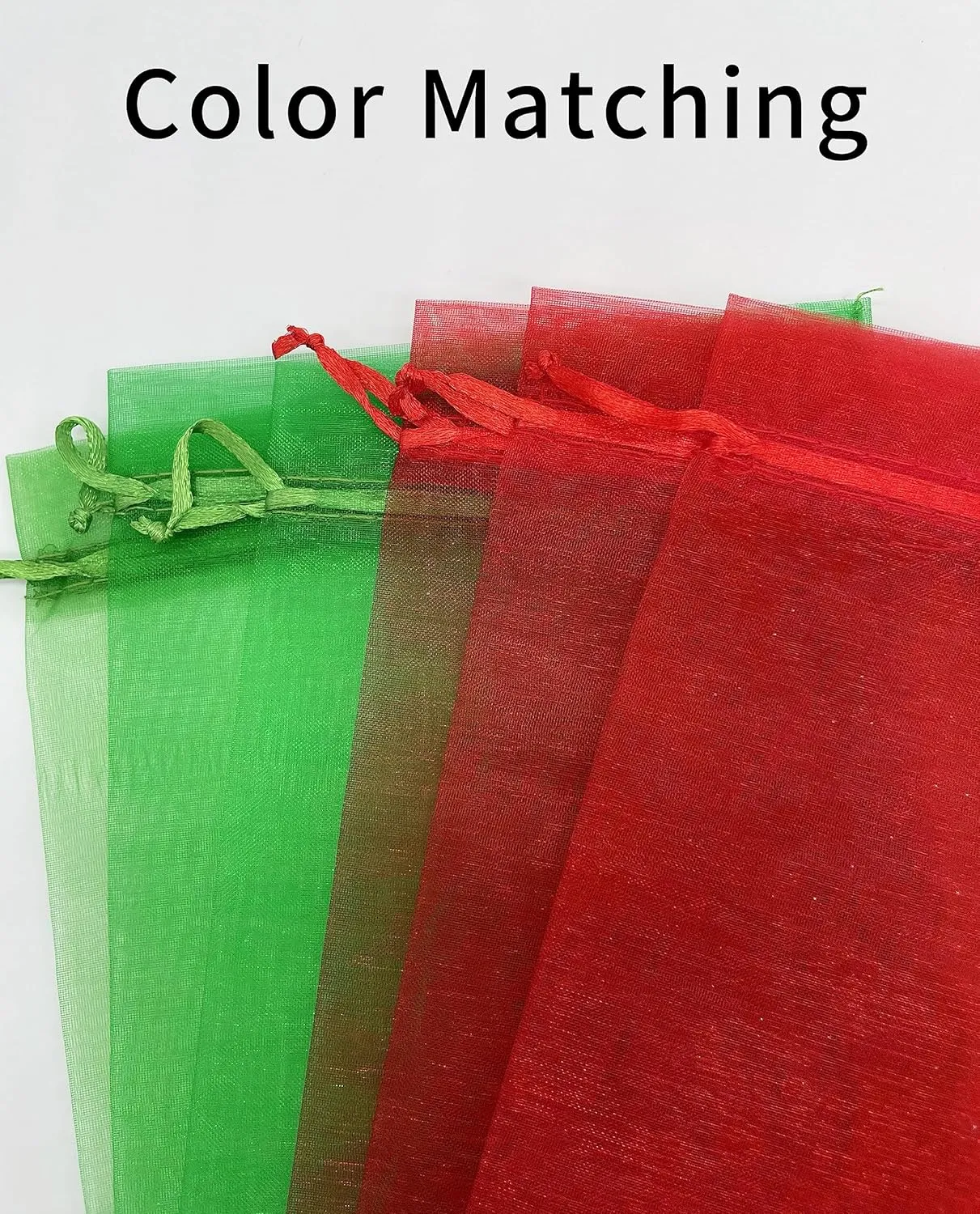 100PCS Red Organza Bags 5''X7'' Sheer Christmas Mesh Drawstring Gift Bags Small for Jewelry Wedding Party Favor Goodie Candy Bags
