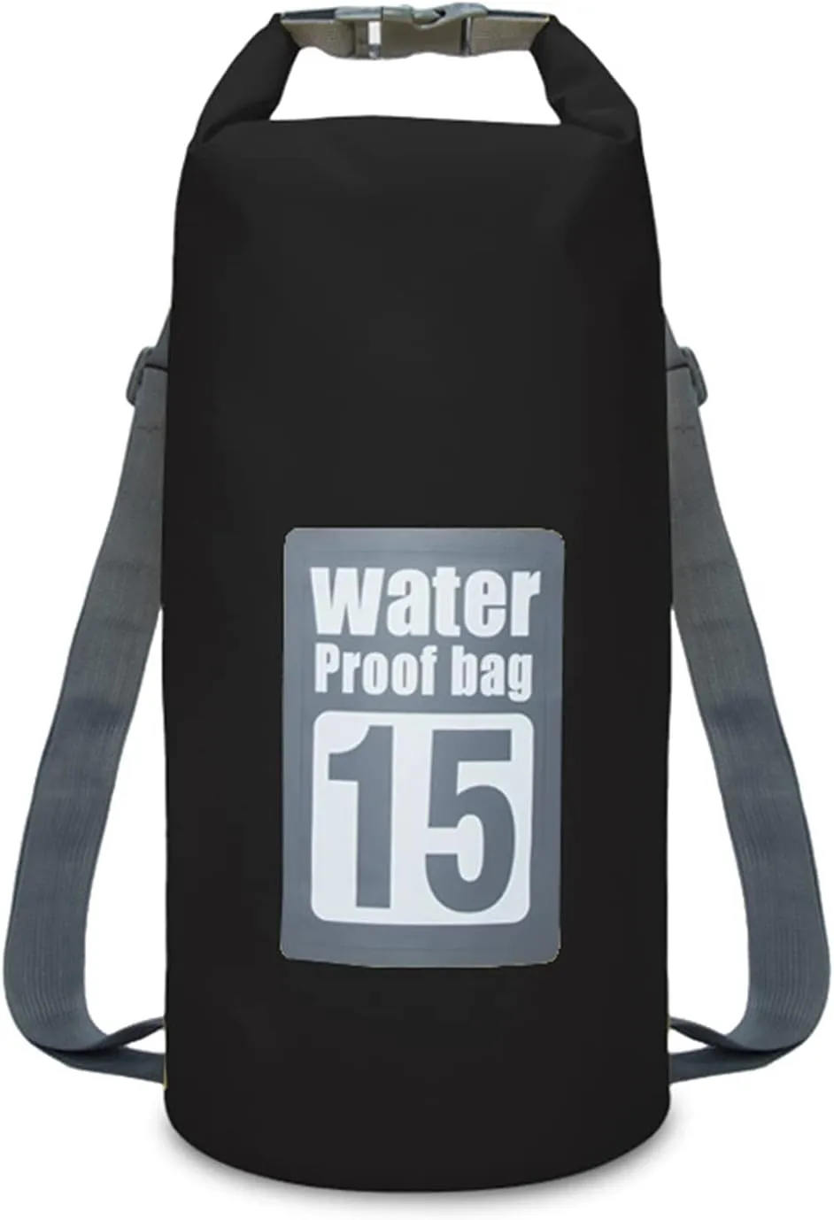 15L Floating Waterproof Dry Bag, Keep Gear Dry Clean, Roll Top Dry Sack with 2 Detachable Shoulder Strap, for Kayaking, Beach, Rafting (Color : Black)