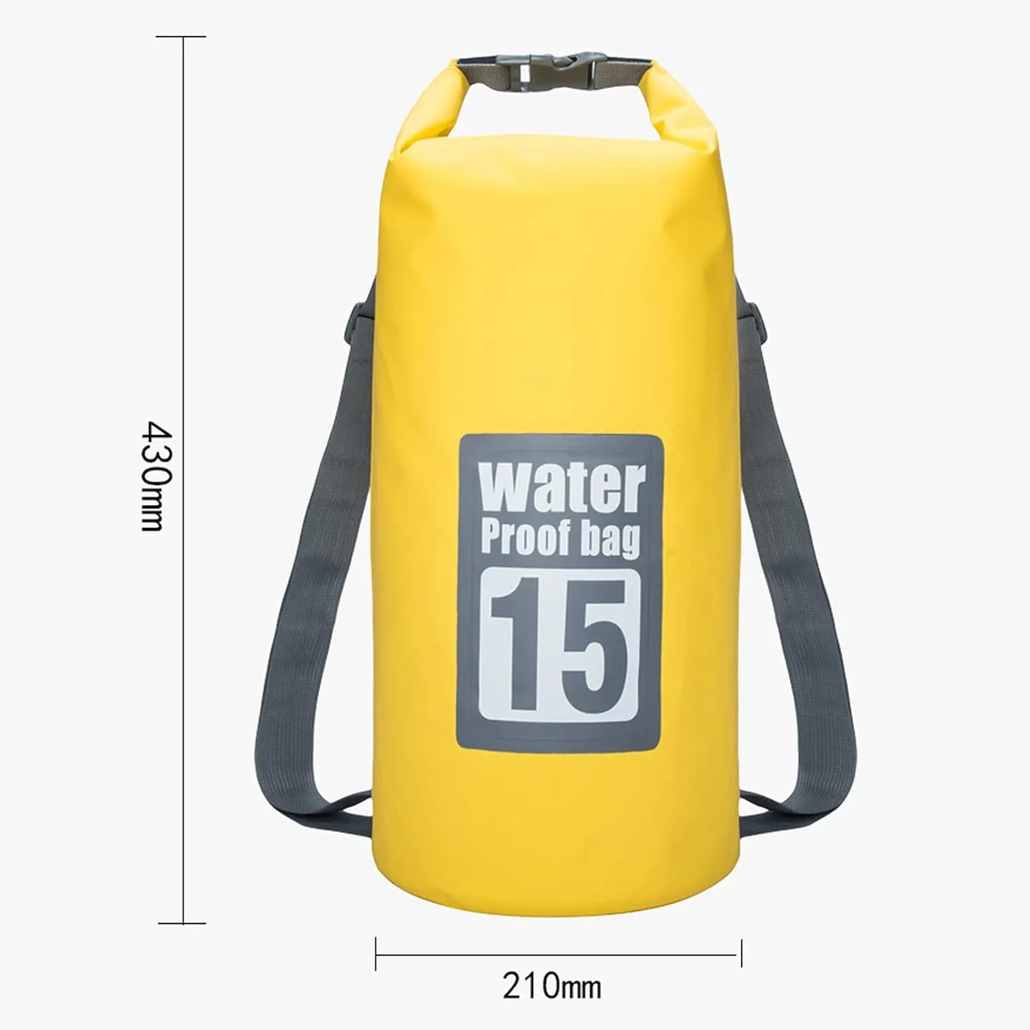 15L Floating Waterproof Dry Bag, Keep Gear Dry Clean, Roll Top Dry Sack with 2 Detachable Shoulder Strap, for Kayaking, Beach, Rafting (Color : Black)