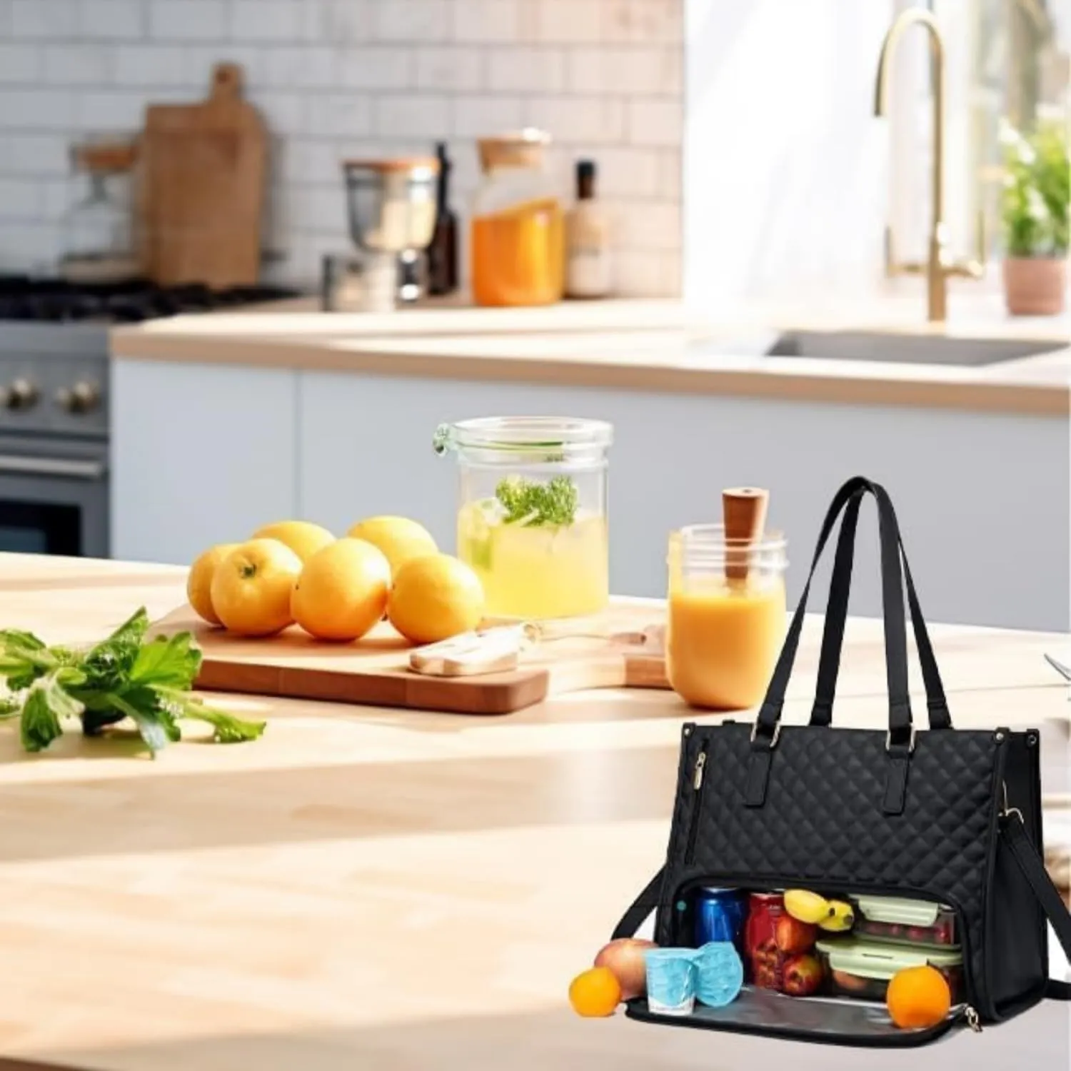 2 in 1 Tote Bag Lunch Bag Combo, 15.6 Inch bags with Lunch Compartment, 2 in 1 Tote Bag, Works Bags Combo (Style A)