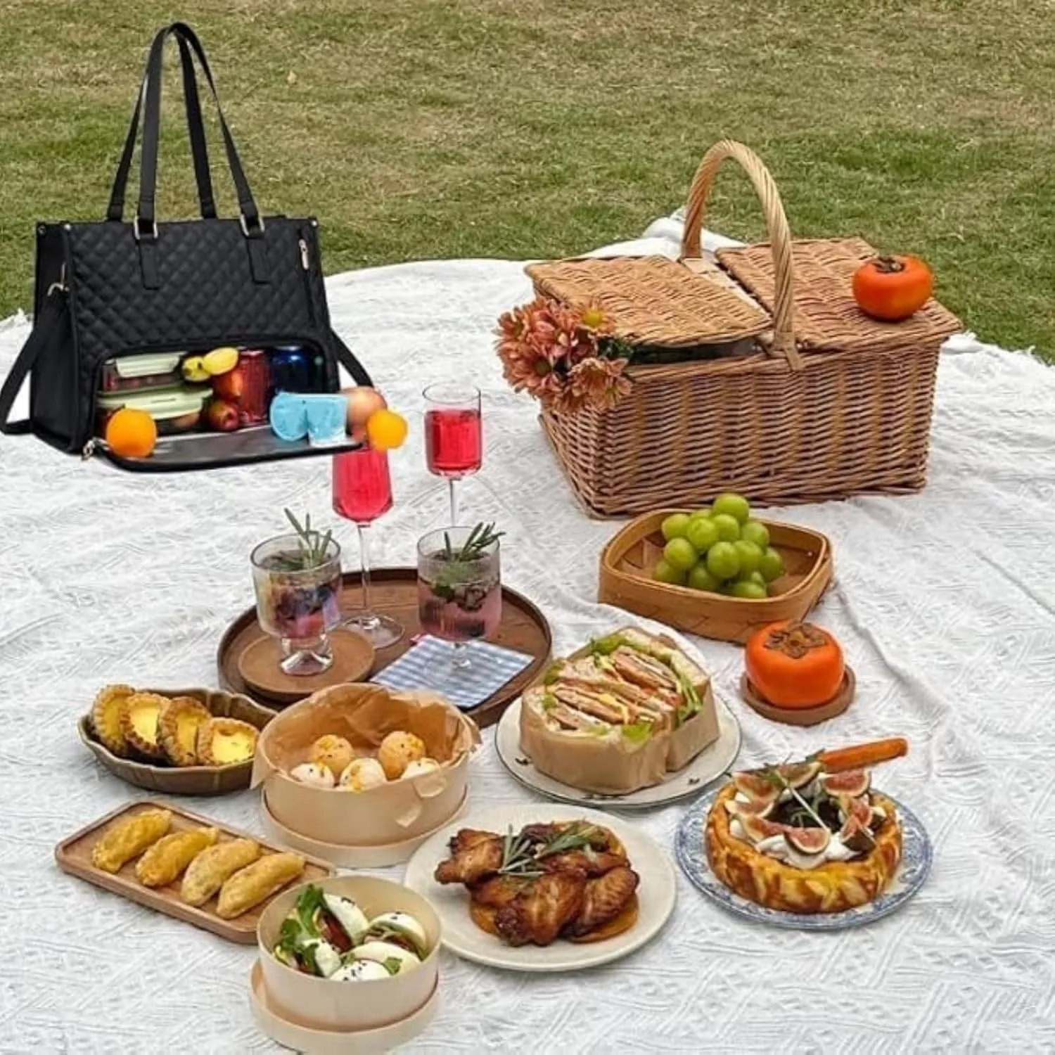 2 in 1 Tote Bag Lunch Bag Combo, 15.6 Inch bags with Lunch Compartment, 2 in 1 Tote Bag, Works Bags Combo (Style A)