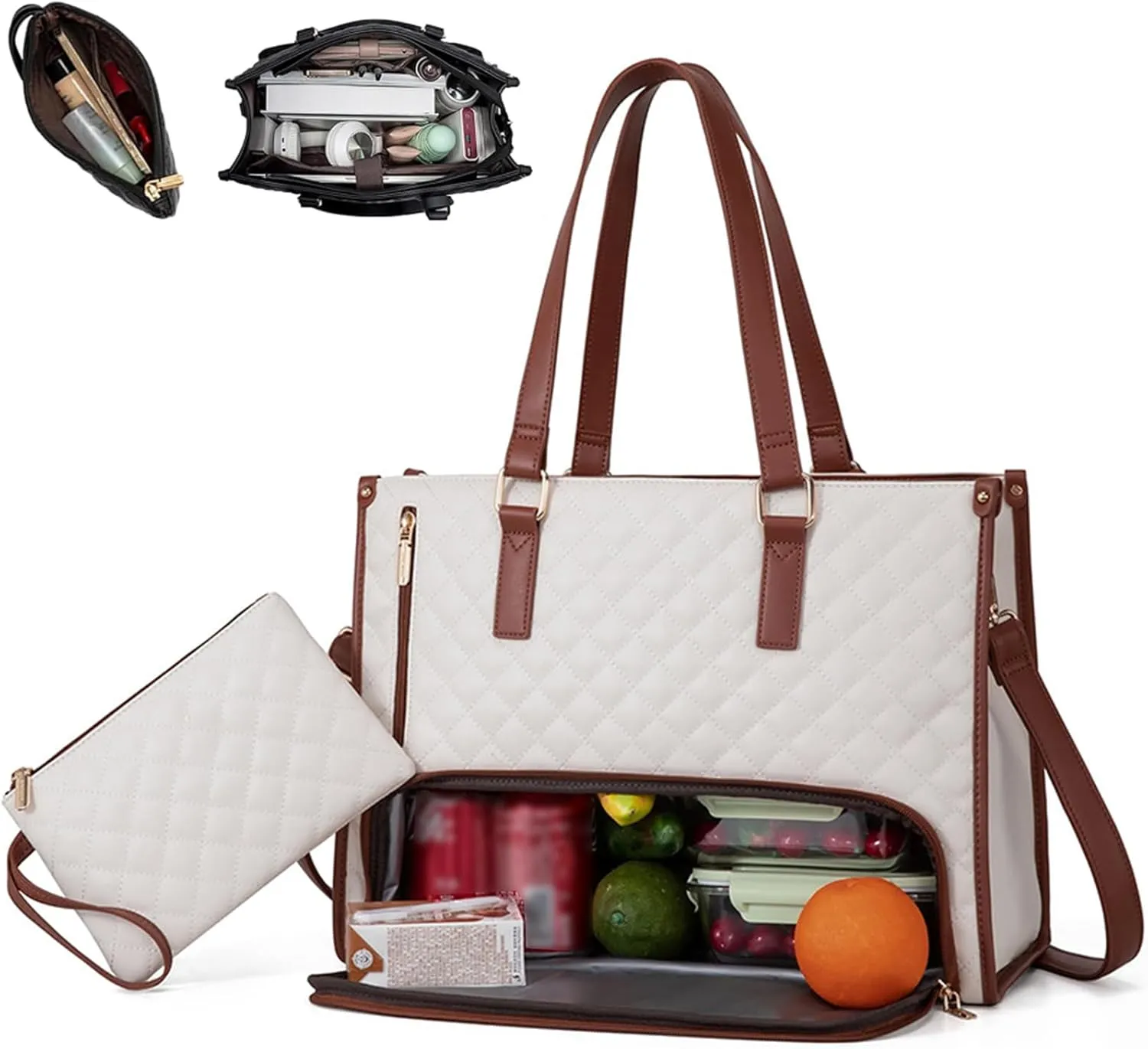 2 in 1 Tote Bag Lunch Bag Combo, 2 in 1 Lunch Tote Bag for Women, 15.6 Inch Tote Bag with Lunch Compartment, The Ultimate 2-in-1 Tote Bags – Elegance Meets Functionality
