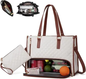 2 in 1 Tote Bag Lunch Bag Combo, 2 in 1 Lunch Tote Bag for Women, 15.6 Inch Tote Bag with Lunch Compartment, The Ultimate 2-in-1 Tote Bags – Elegance Meets Functionality