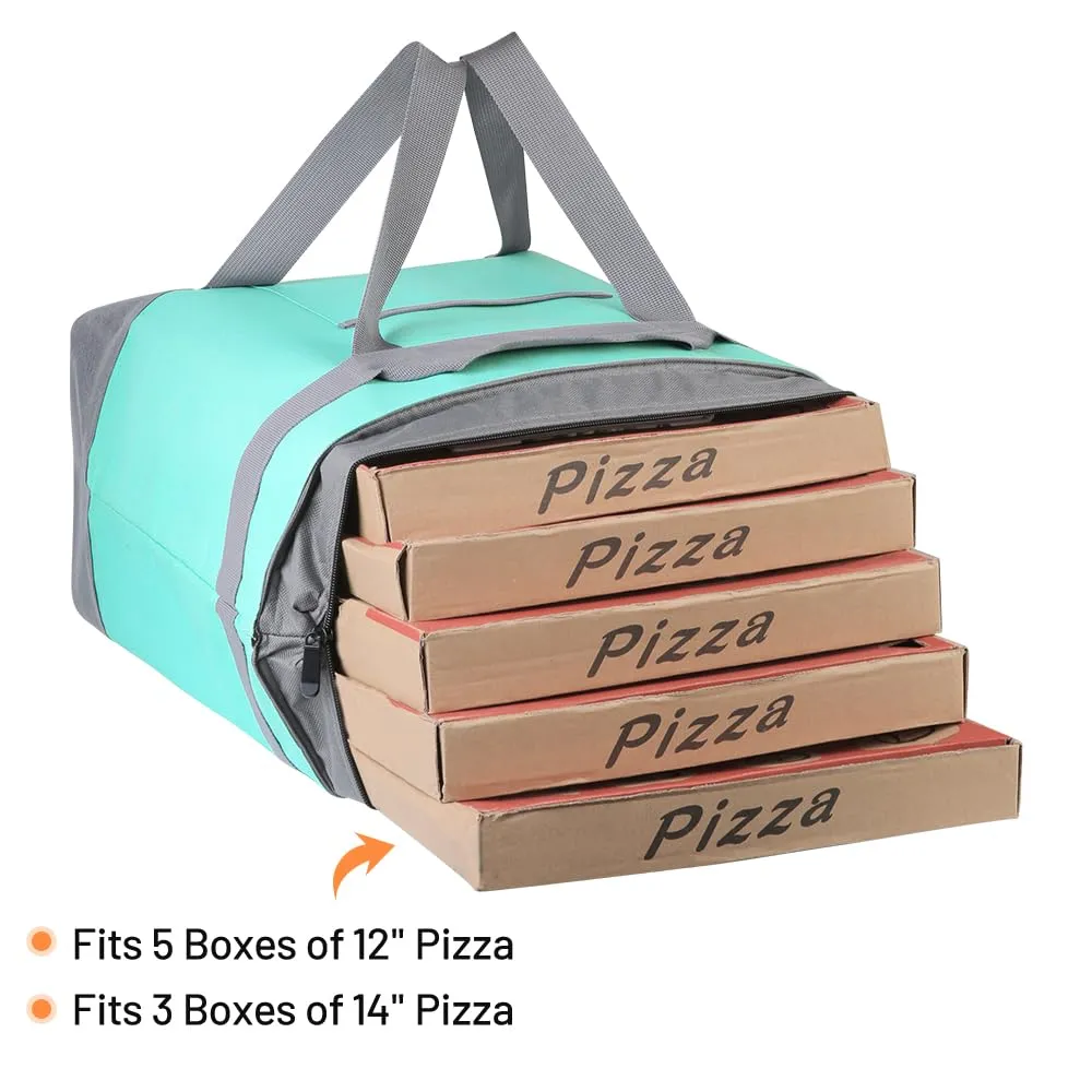 2Pk Insulated Reusable Tote Bag for Grocery Shopping for Women/Men, Pizza/Food Delivery Bag to Keep Food Cold/Hot for Uber Eats/Doordash/Grubub, Cooler bags for Travel/Beach/Picnic, Green