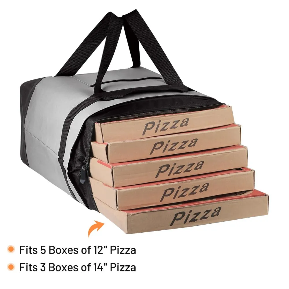 2Pk Insulated Reusable Tote Bag for Grocery Shopping for Women/Men, Pizza/Food Delivery Bag to Keep Food Cold/Hot for Uber Eats/Doordash/Grubub, Cooler bags for Travel/Beach/Picnic, Grey