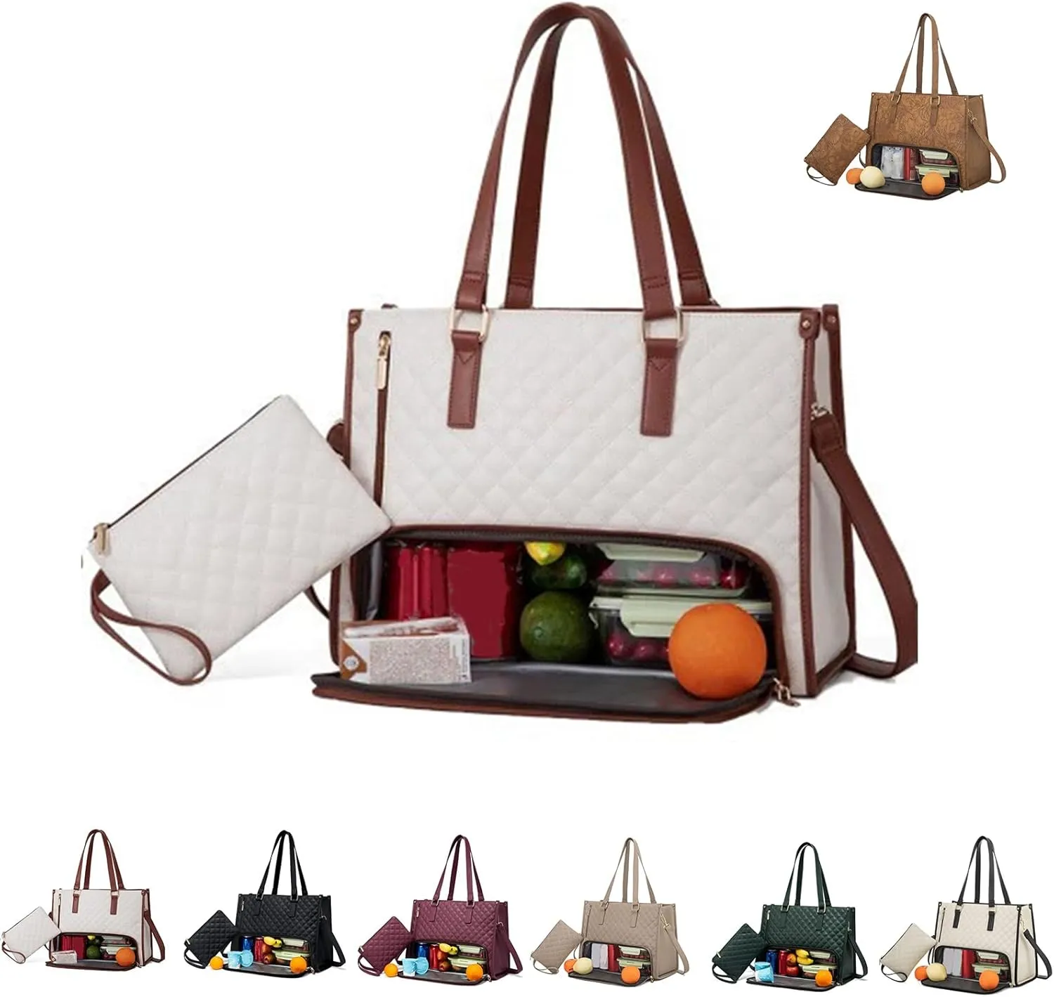 3 in 1 tote bag for women,2 in 1 bag combo,ladies laptop with compartment large with lunch compartment