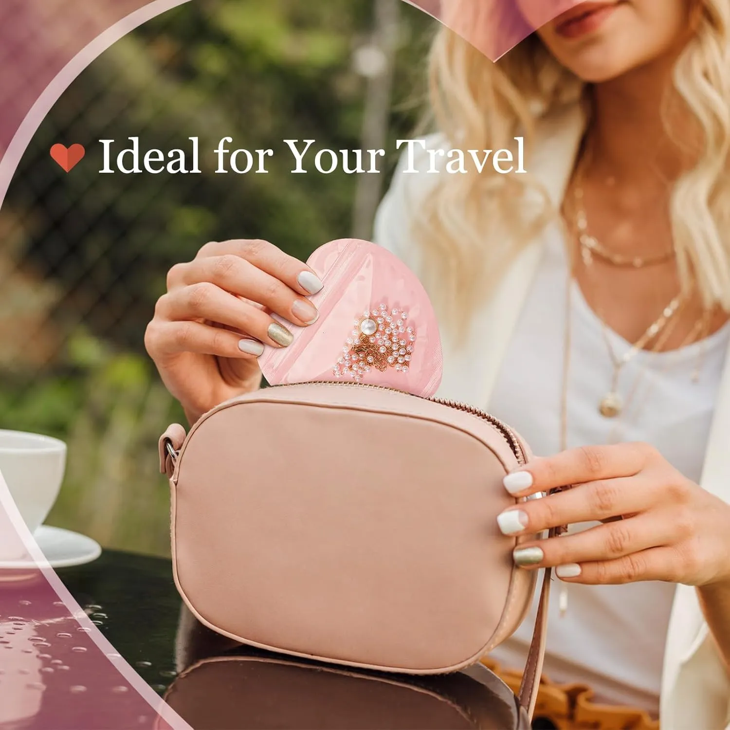 300 Pcs Heart-shaped Jewelry Packaging Bags Small Jewelry Transparent Resealable Cute Treat Bags for Business Wedding Birthday Festival Party Favor Supplies
