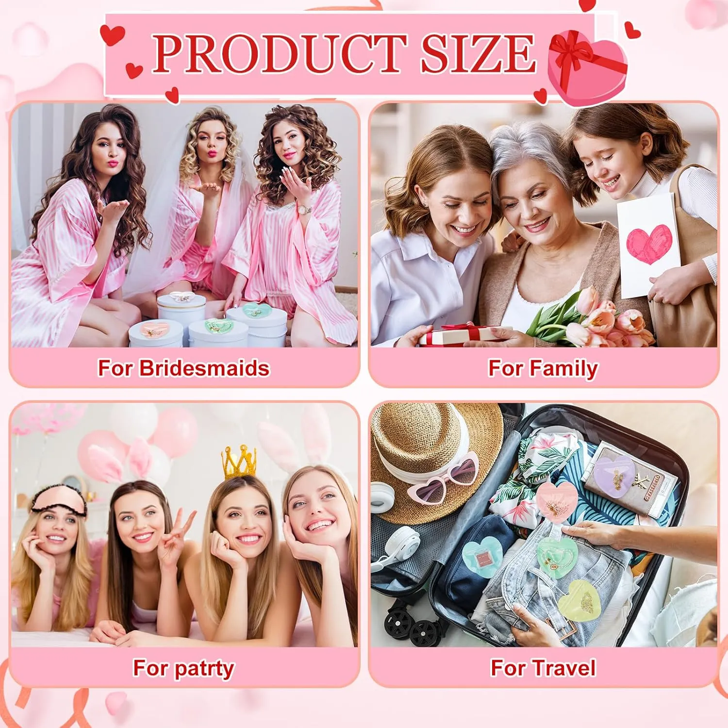 300 Pcs Heart-shaped Jewelry Packaging Bags Small Jewelry Transparent Resealable Cute Treat Bags for Business Wedding Birthday Festival Party Favor Supplies