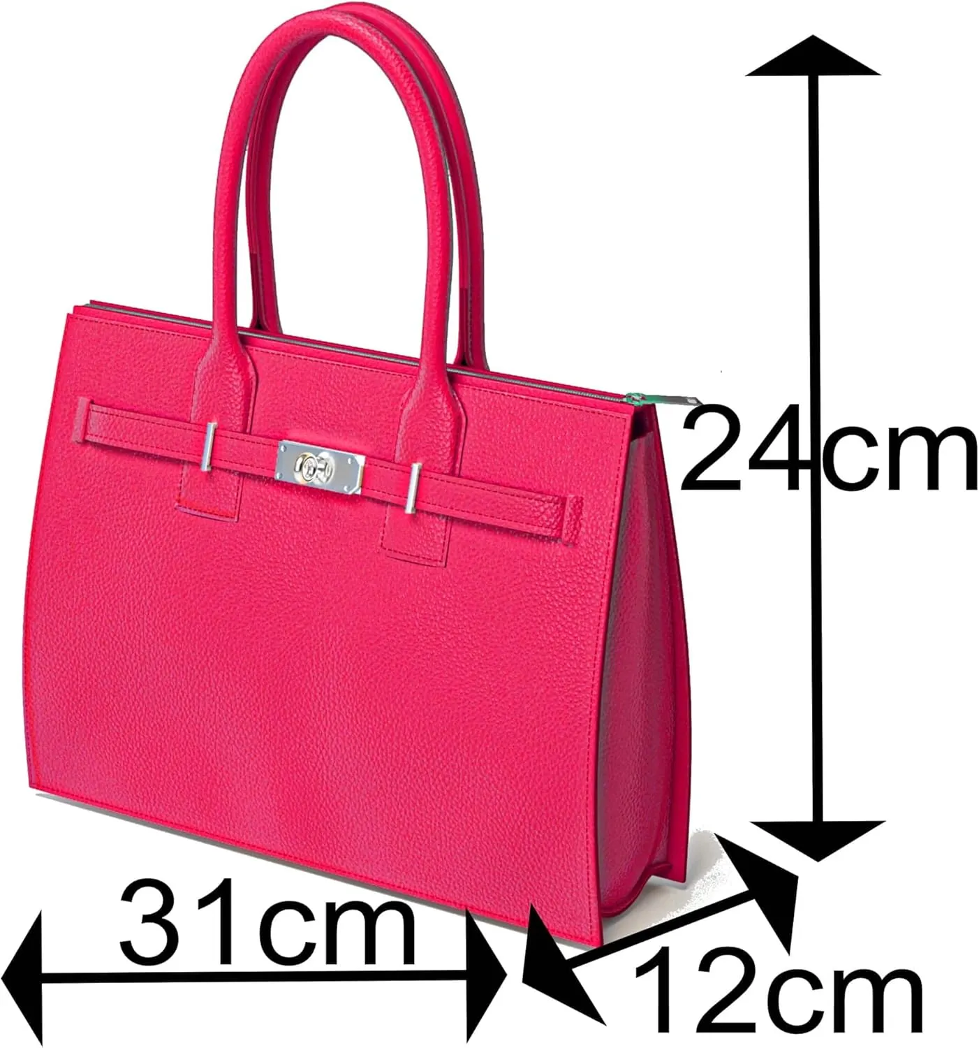 30636 Women's Hand Shoulder Bag Genuine Leather with Zip Compartments