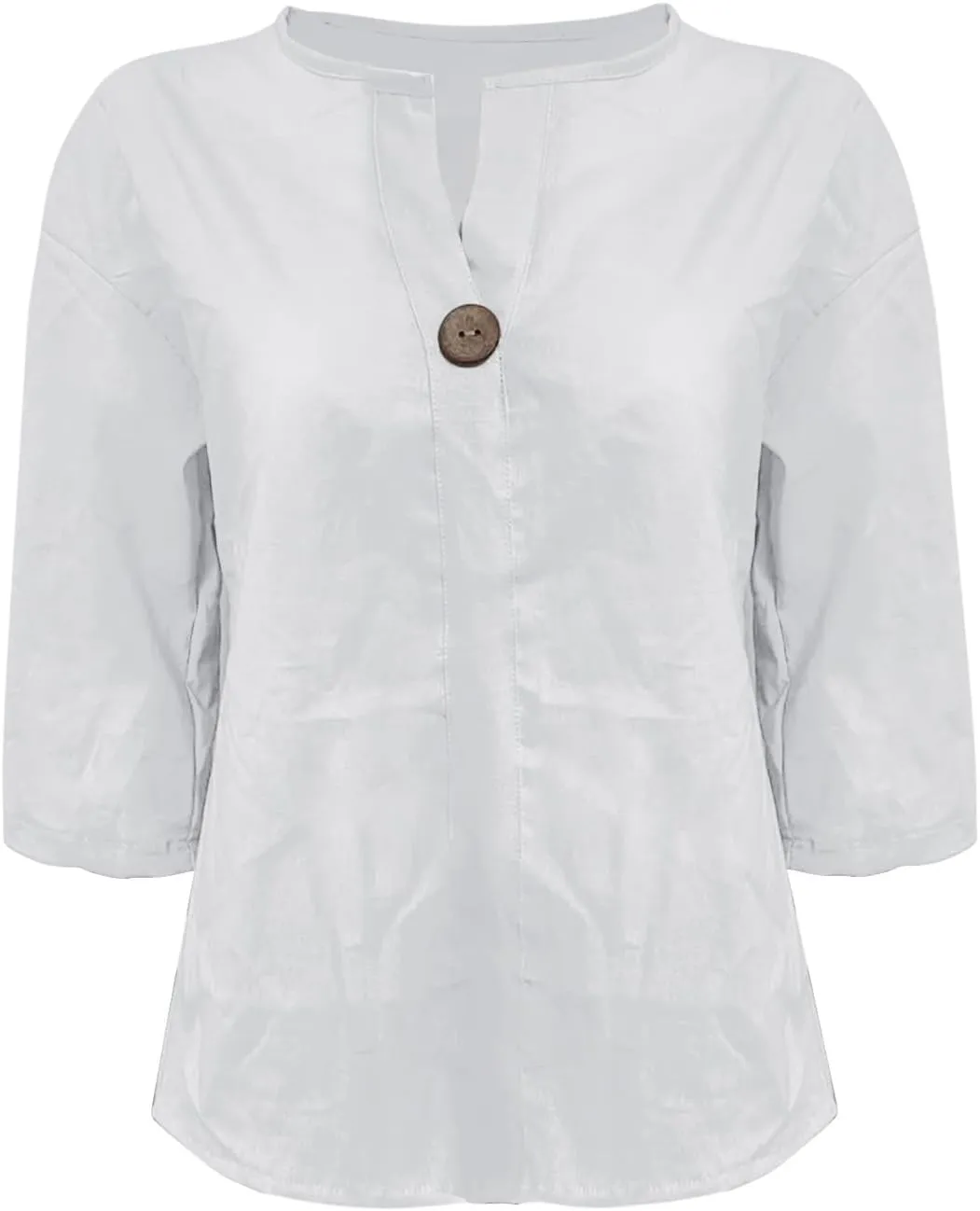 3/4 Sleeve Spring Tops for Women Summer Casual Loose Comfy V Neck Pullover Tops Beach Vacation Linen Shirts Blouses