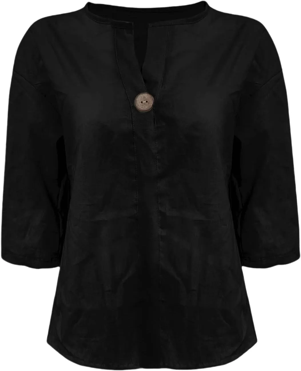 3/4 Sleeve Spring Tops for Women Summer Casual Loose Comfy V Neck Pullover Tops Beach Vacation Linen Shirts Blouses
