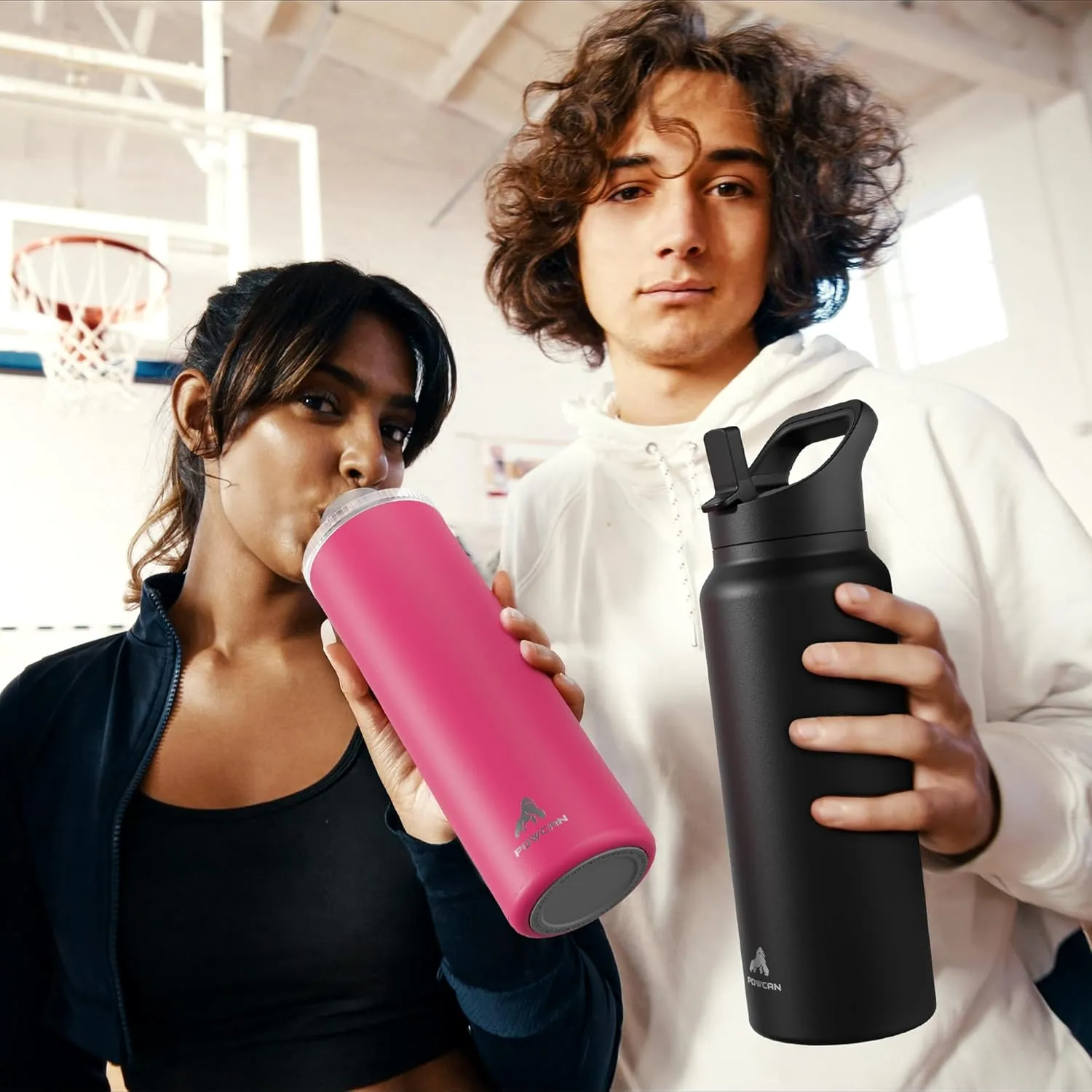 40 oz Insulated Water Bottle for Outdoors: 3 Lids, Leakproof, Keep Ice 24H and Hot 12H, Double Wall, Large Metal Water Flask with Handle for Camping, Hiking, Climbing, Workout, Travel (Midnight Black)
