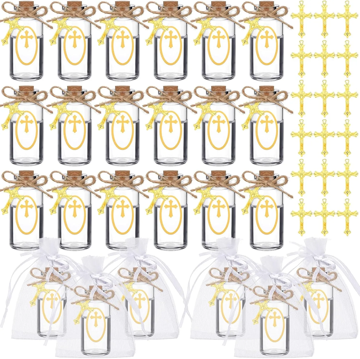 48 Set Holy Water Bottle Catholic Christian Holy Clear Cork Stopper Glass Bottles for Jerusalem Gifts Empty Holy Container for Church Wedding Baptism Party Favors Gift(20 ml)