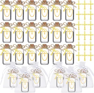 48 Set Holy Water Bottle Catholic Christian Holy Clear Cork Stopper Glass Bottles for Jerusalem Gifts Empty Holy Container for Church Wedding Baptism Party Favors Gift(20 ml)