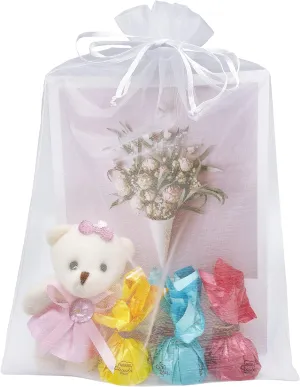 50 Pack White Organza Bags 8X12 inch Large Mesh Bags Drawstring Gift Packing for Jewelry Christmas Wedding Party Favor Bags (White)
