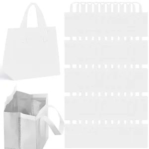 50 Pcs Insulated Take Away Bags Bulk Thermal Insulation Food for Coffee Milk Tea Hot Cold Food Fresh Seafood Cooler Pizza Delivery Bags for Catering Restaurant Grocery (White)