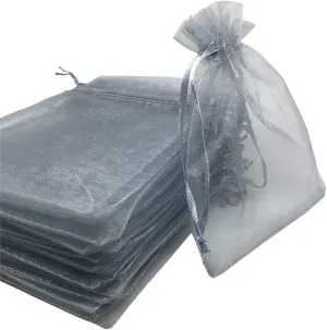 50PCS 12x16 Inches Organza Gift Bags with Drawstring Gift Packaging Big Bags - Large (Grey)