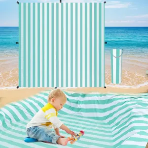 6.5 x 6.5 Feet Babywith Waterproof Carrying Bag 2-in-1 Beach Pool for Toddler for Green Stripe Design Beach Blanket-