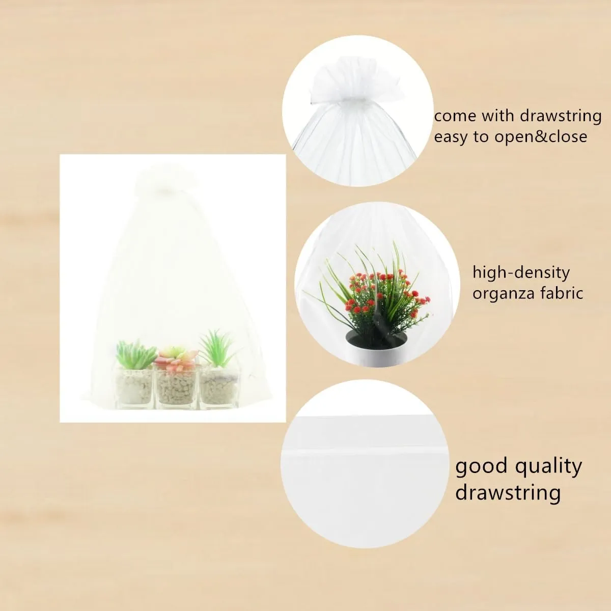 8 x 12 Inch 100 pcs Drawstring Bags Organza Fabric Jewelry Gift Pouch Candy Pouch Wedding favors B231 (white)