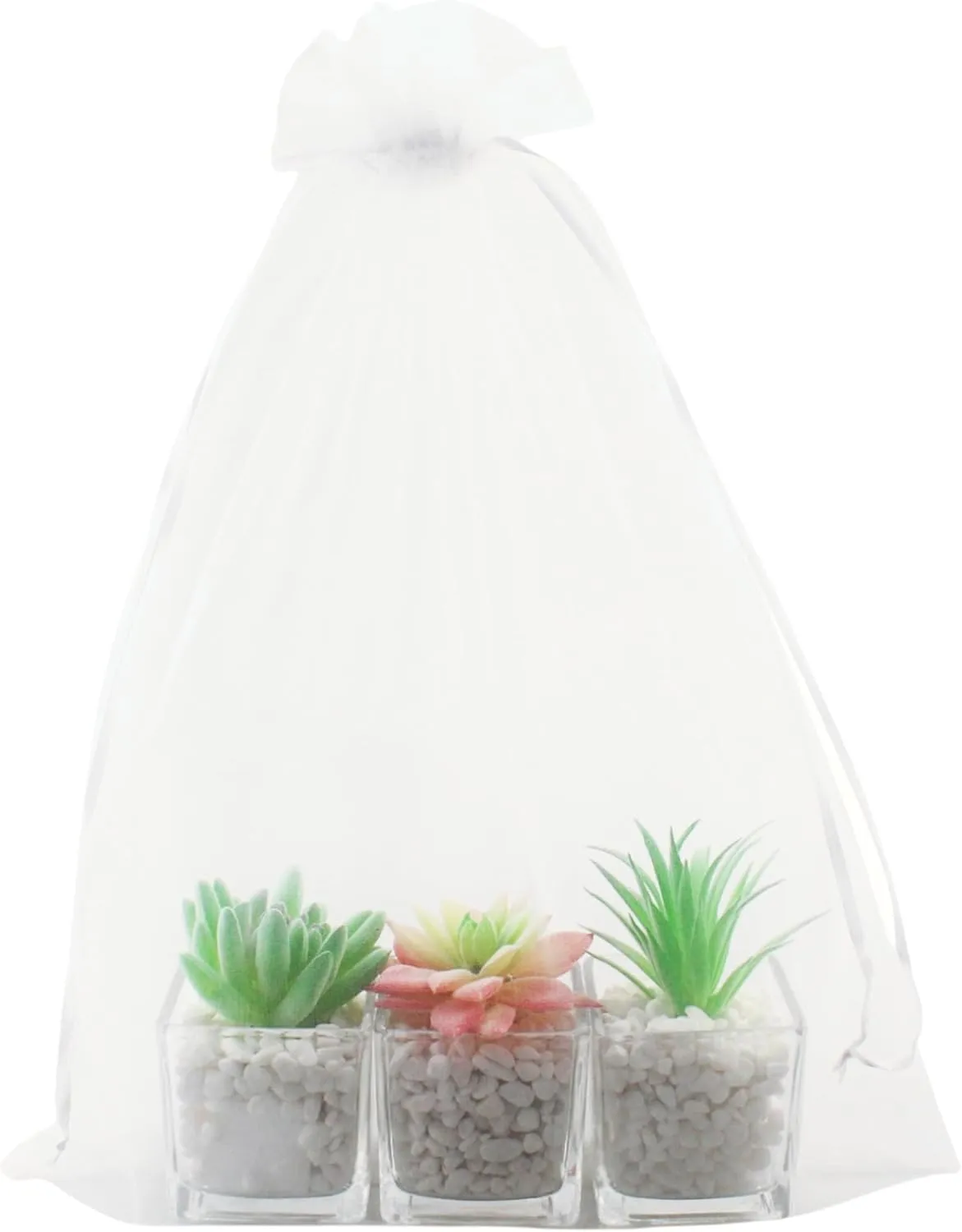 8 x 12 Inch 100 pcs Drawstring Bags Organza Fabric Jewelry Gift Pouch Candy Pouch Wedding favors B231 (white)