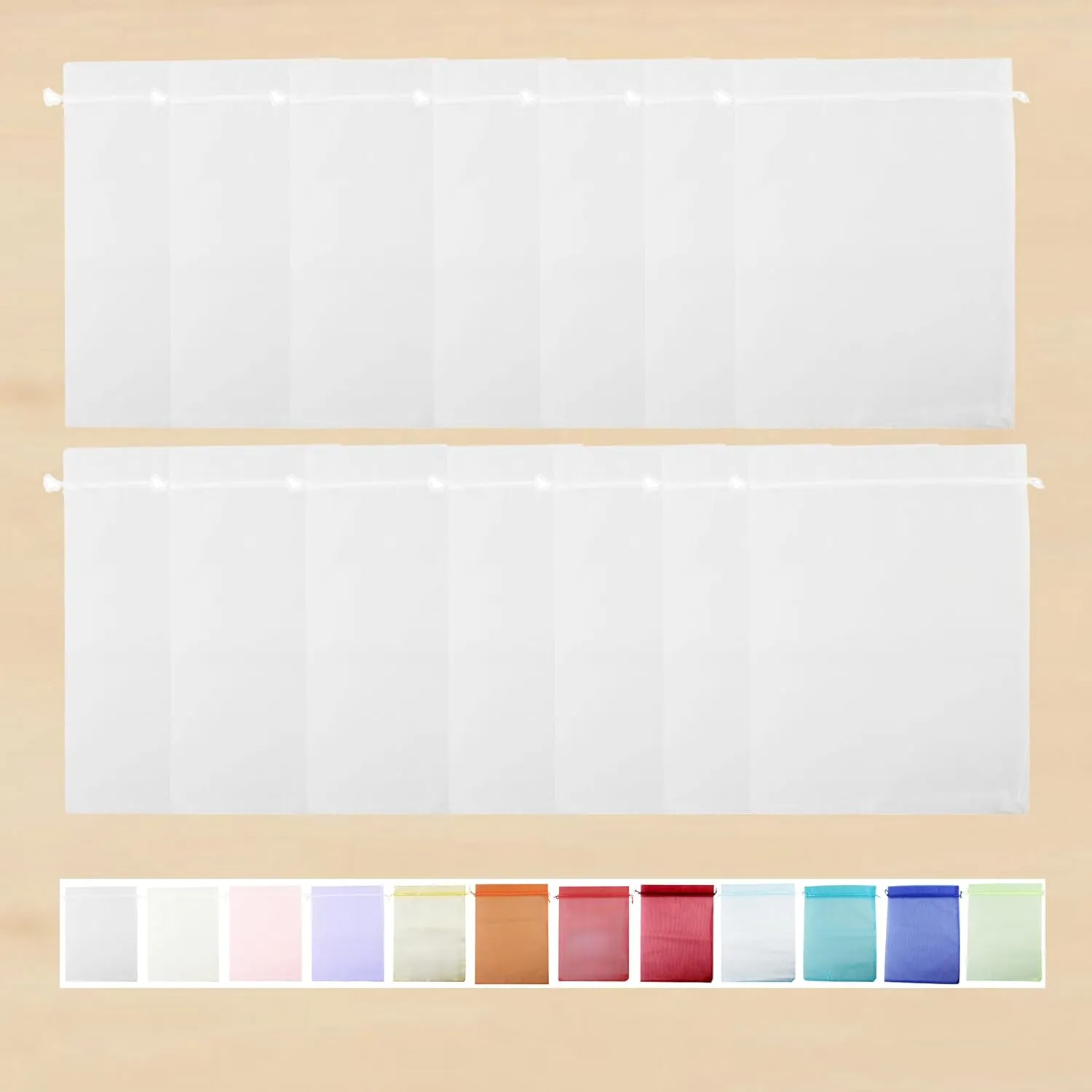 8 x 12 Inch 100 pcs Drawstring Bags Organza Fabric Jewelry Gift Pouch Candy Pouch Wedding favors B231 (white)