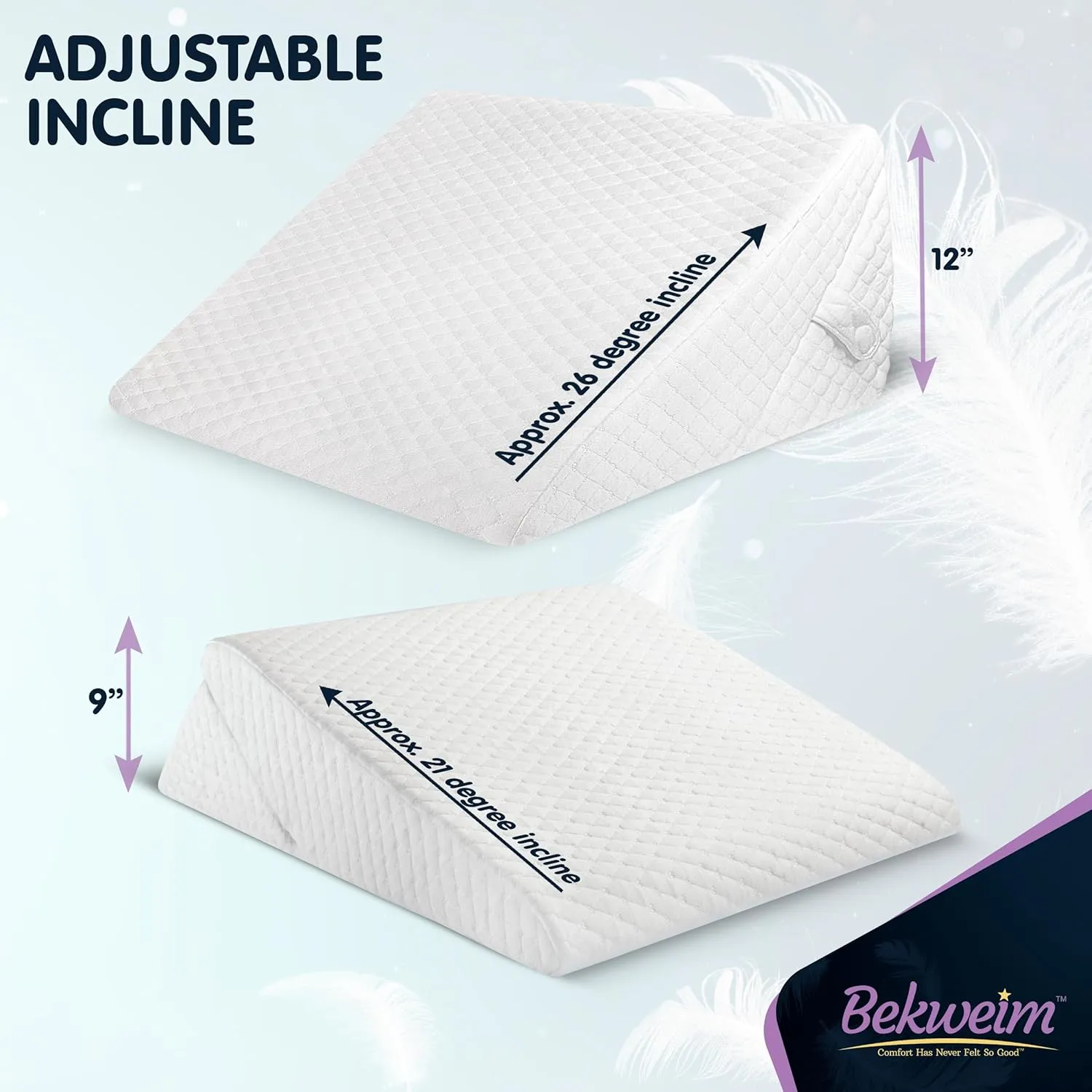 Adjustable Bed Wedge Pillow for Sleeping - Wedge Pillow for Sleep Apnea, Gerd, Acid Reflux Relief, Post Surgery - Foam Wedge Pillow for Back Pain Relief, Sleep Apnea Pillow Wedge or for Seniors
