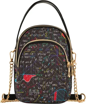 ALAZA Chain Crossbody Bags for Women Math Education Educational Quilted Shoulder Crossbody Handbags Travel Cross Body Cell Phone Purses Bags