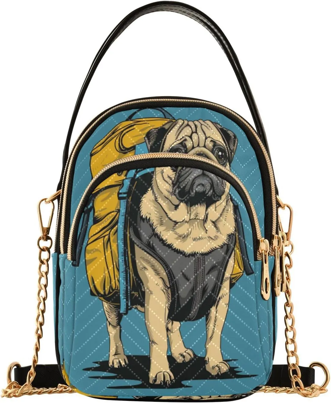 ALAZA Quilted Crossbody Bags for Women,Bulldog Women's Crossbody Handbags Small Travel Purses Phone Bag