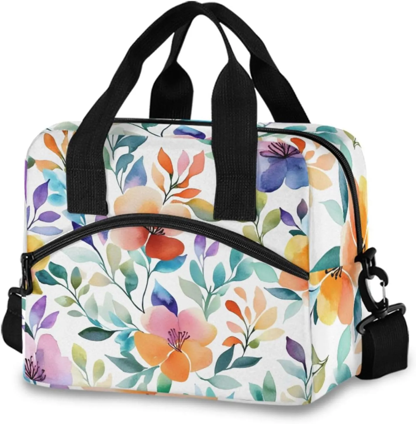 ALAZA Tulip Flower Tie Dye Insulated Lunch Bag for Women Reusable Lunch BoxCooler Tote Bag with Shoulder Strap Men Picnic School Lunchbox