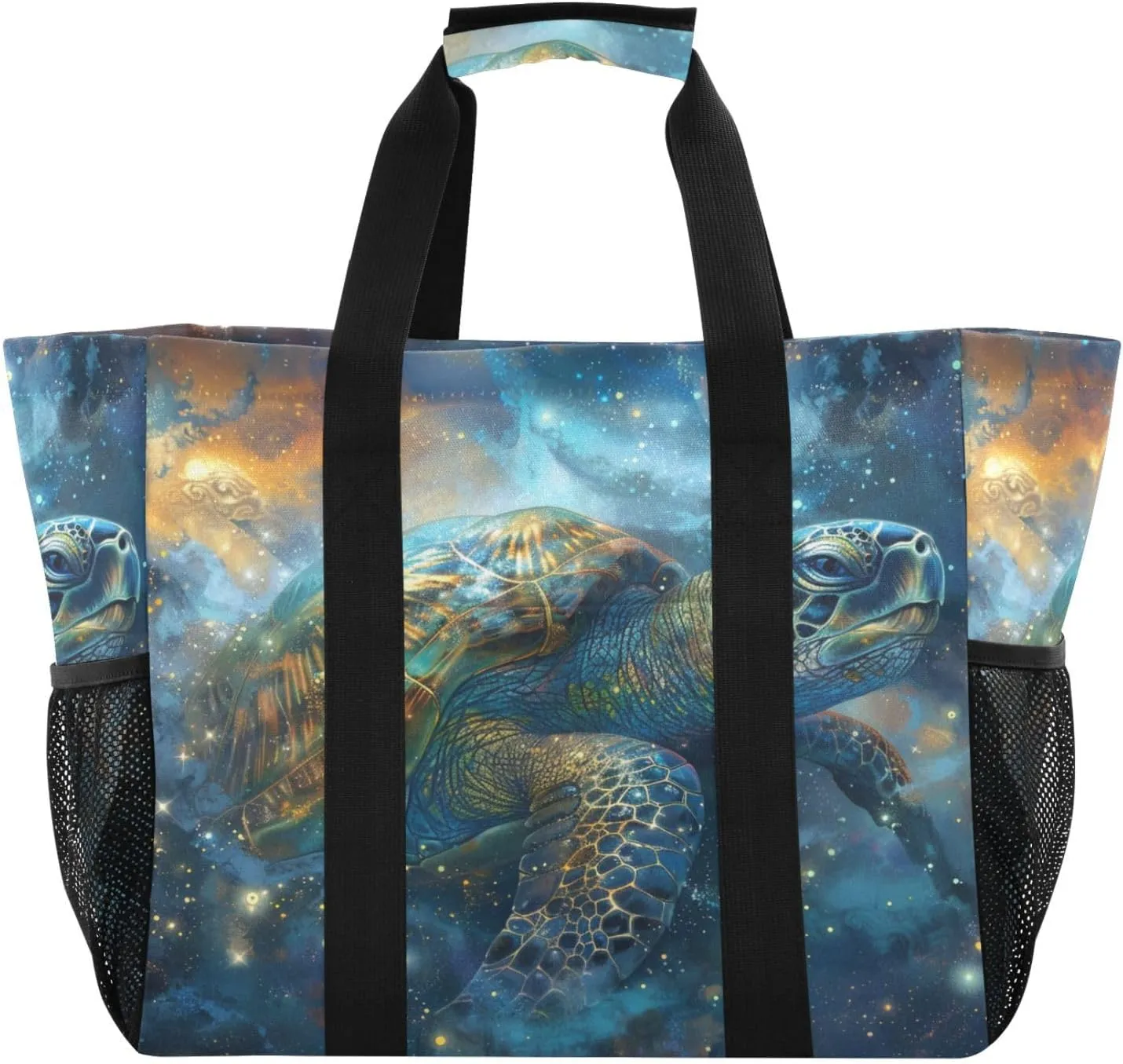 ALAZA Turtle Flower Waterproof Beach Tote Bags