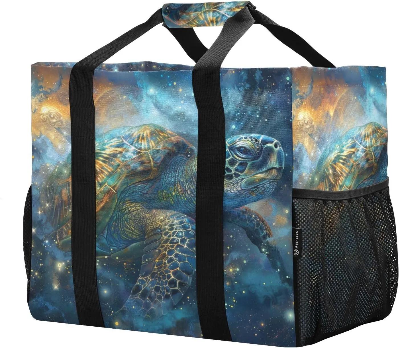 ALAZA Turtle Flower Waterproof Beach Tote Bags