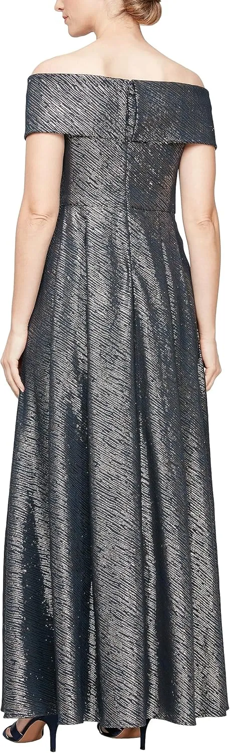 Alex Evenings Women's Formal Long Ballgown Mother of The Bride Dress with Pockets