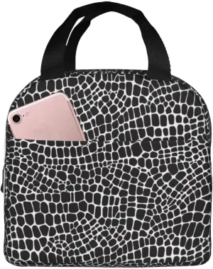 Alligator Skin Pattern Lunch Bag Lunch Box for Women Men Reusable Insulated Lunch Tote Bag Leakproof Cooler Lunchbag Food Handbags for Work, Office, Picnic, Travel