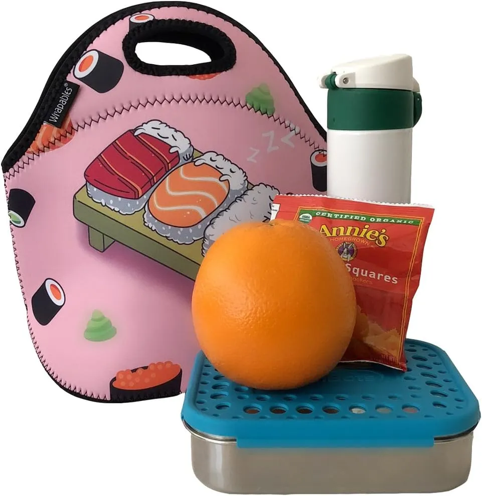 allydrew Insulated Neoprene Lunch Bag Zipper Lunch Box Tote, Cool Cat