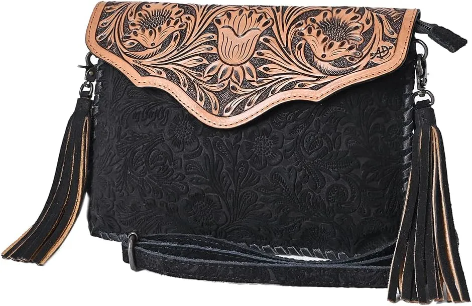 American Darling ADBGD113 Envelope Hand Tooled Genuine Leather Women Bag Western Handbag Purse