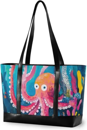 animal sea Hiding in Coral Reef Sturdy bag for women 14 inch with zipper work handbags for office with lunch bolso de trabajo para mujer