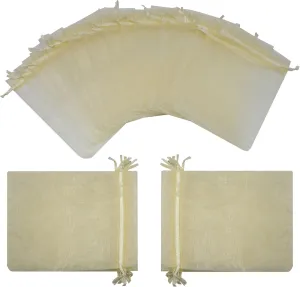 Ankirol 100pcs Sheer Organza Favor Bags 5x7'' For Wedding Gift Bags Samples Display Drawstring Pouches (Champagne)