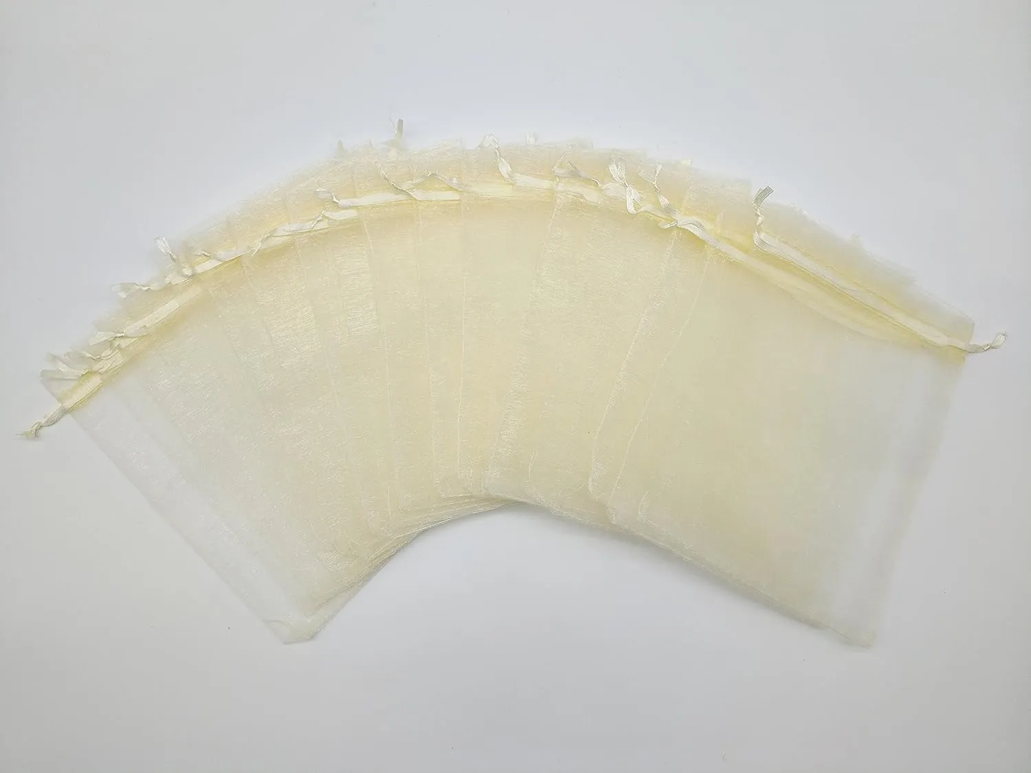 Ankirol 100pcs Sheer Organza Favor Bags 5x7'' For Wedding Gift Bags Samples Display Drawstring Pouches (Champagne)
