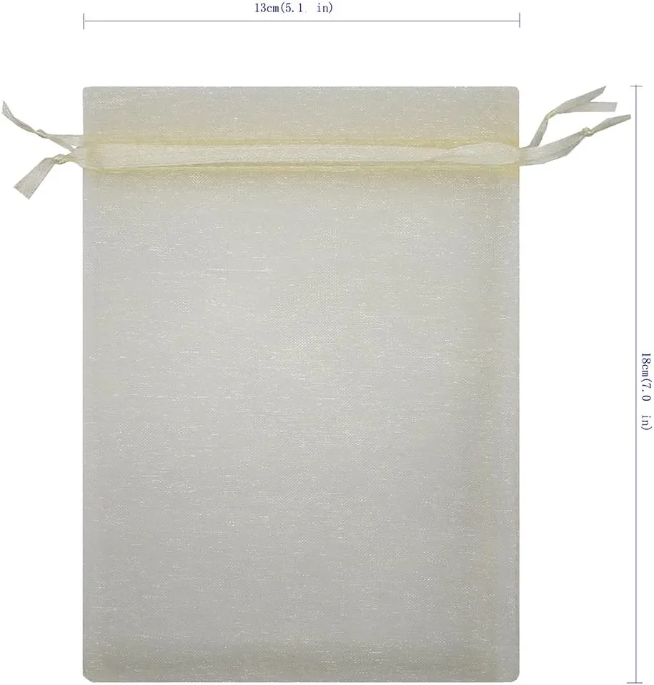 Ankirol 100pcs Sheer Organza Favor Bags 5x7'' For Wedding Gift Bags Samples Display Drawstring Pouches (Champagne)