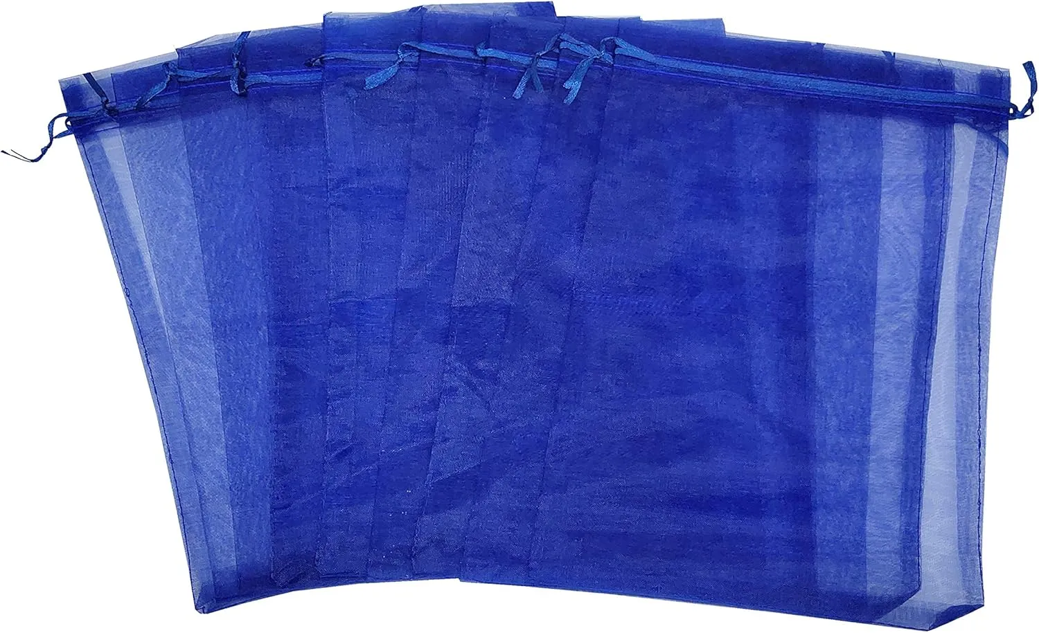 Ankirol 100pcs Sheer Organza Favor Bags 8 X 12 Large Organza Drawstring Bags (navy blue)