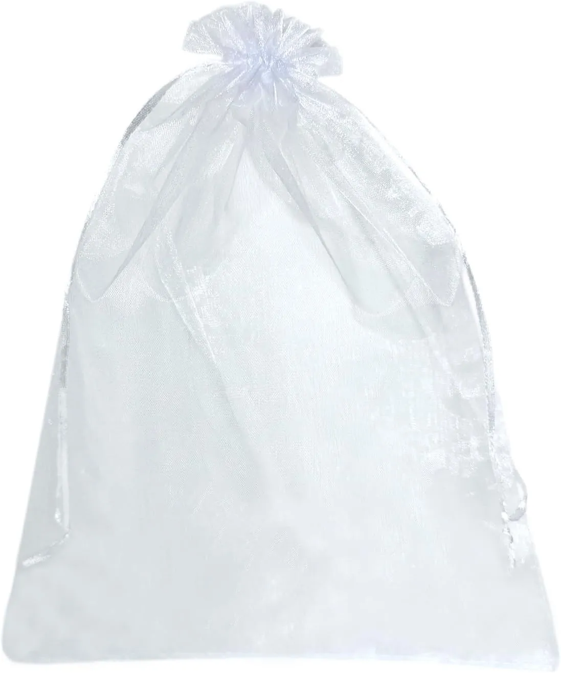 Ankirol 100pcs Sheer Organza Large Favor Bags 9.8 X 13.8 Large Organza Drawstring Bags (white)